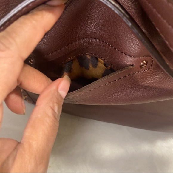 NWT B Makowsky Leather Shoulder Crossbody Handbag, Copper Studs & Suede Accents - Picture 10 of 14